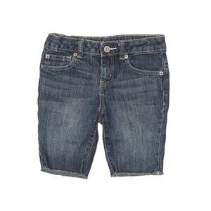 Mossimo Bermuda Short Raw Hem Denim Girls sz 4/5 Casual Bottoms Dark Wash Modest